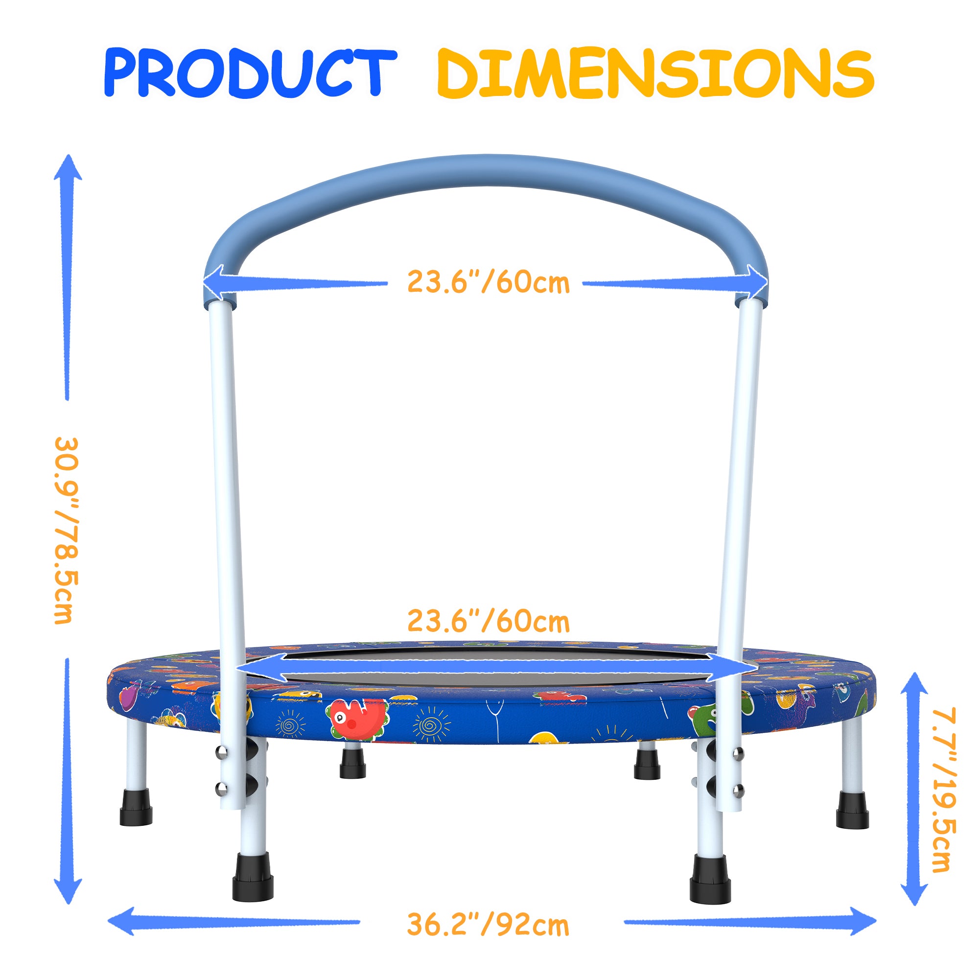 36inch Mini Trampoline For Kids Ages 1-6 Indoor Outdoor Trampoline With Handle  For Kids