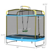 3-in-1 Trampoline for Kids, 6.9' Kids Trampoline with Net, Light Blue
