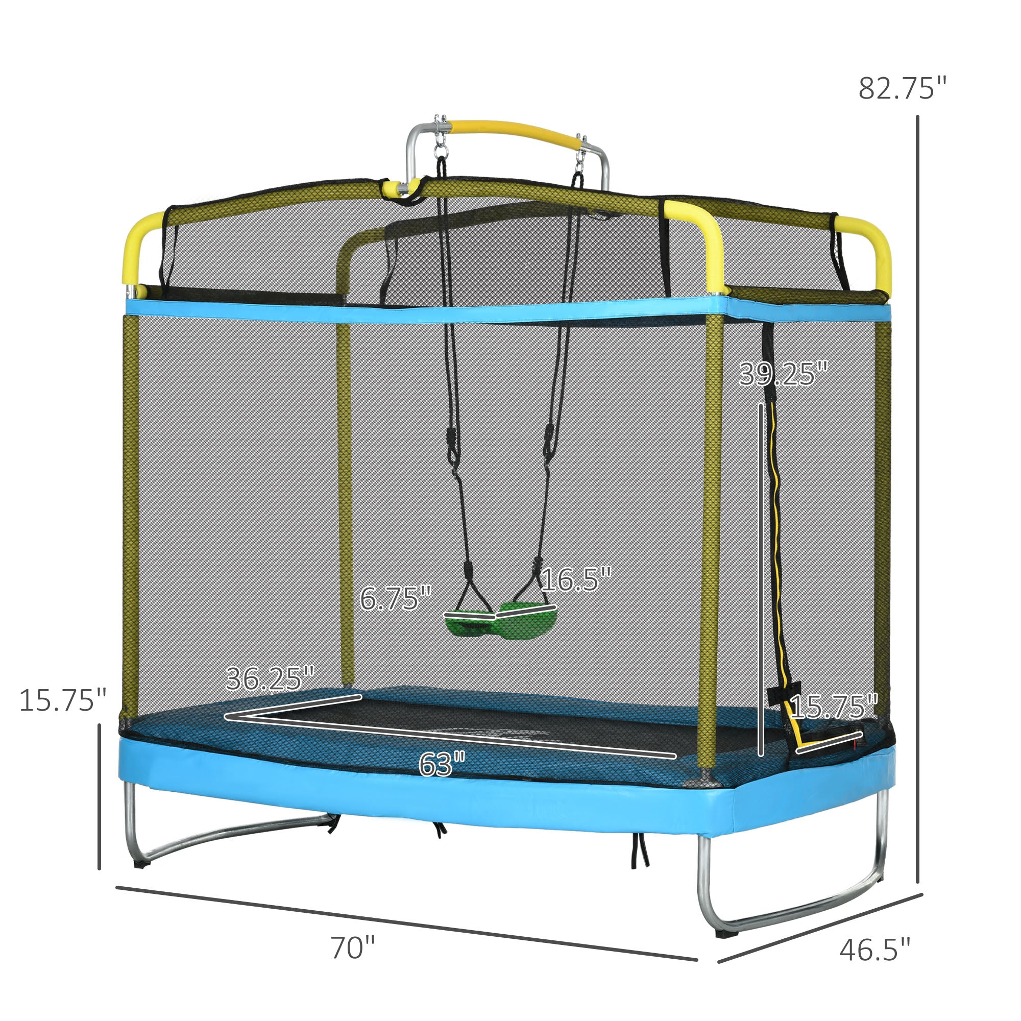 3-in-1 Trampoline for Kids, 6.9' Kids Trampoline with Net, Light Blue
