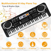 61 Keys Digital Music Electronic Keyboard Electric Piano Musical Instrument Kids Learning Keyboard W Microphone For Beginners Kids Girls Boys Adults