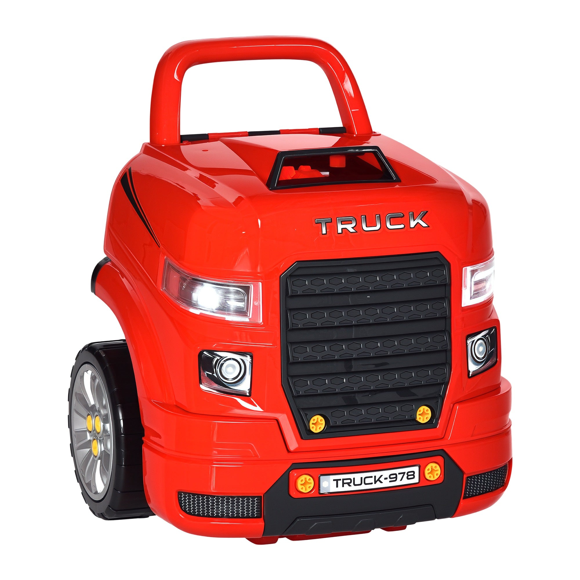 Mechanic Kids Truck Engine Toy Set, Car Service Play Set, Red