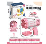 Bubble Gun Rocket 69 Holes Soap Bubbles Machine Gun Shape Automatic Blower With Light Toys For Kids Pomperos