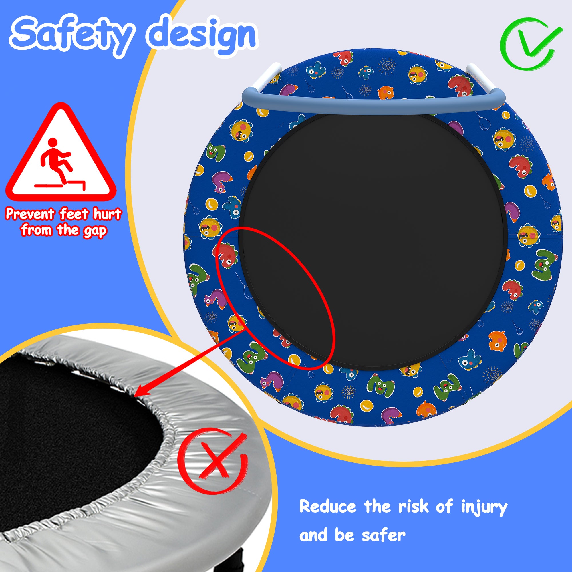 36inch Mini Trampoline For Kids Ages 1-6 Indoor Outdoor Trampoline With Handle  For Kids