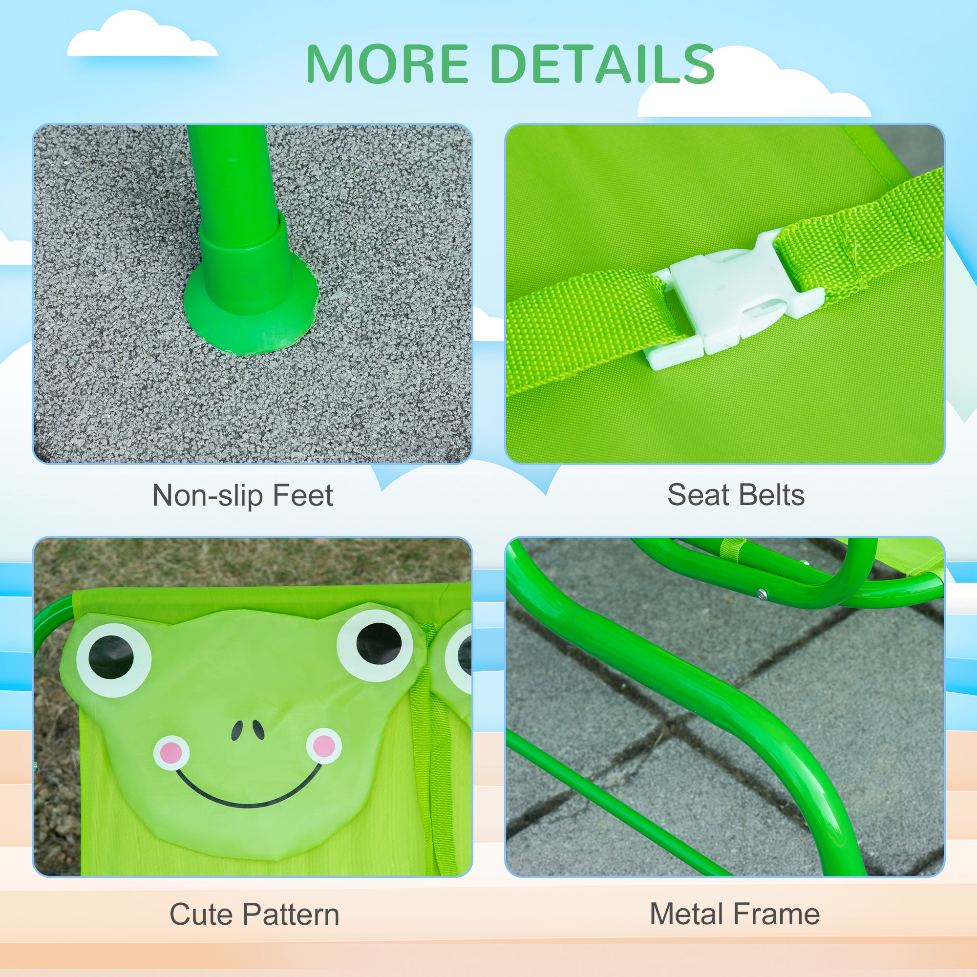 Porch Swing for Kids with Adjustable Canopy to Block Sun at Angles, Kids Swing Chair with Seatbelts, Frog Pattern, Gift for Kids Ages 3-6, Green