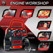 Mechanic Kids Truck Engine Toy Set, Car Service Play Set, Red