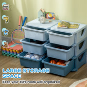3 Tier Kids Storage Unit, Toy Organizers And Storage With 6 Drawer Chest For Kids Bedroom Nursery Kindergarten Living Room For Boys Girls Toddlers, Blue
