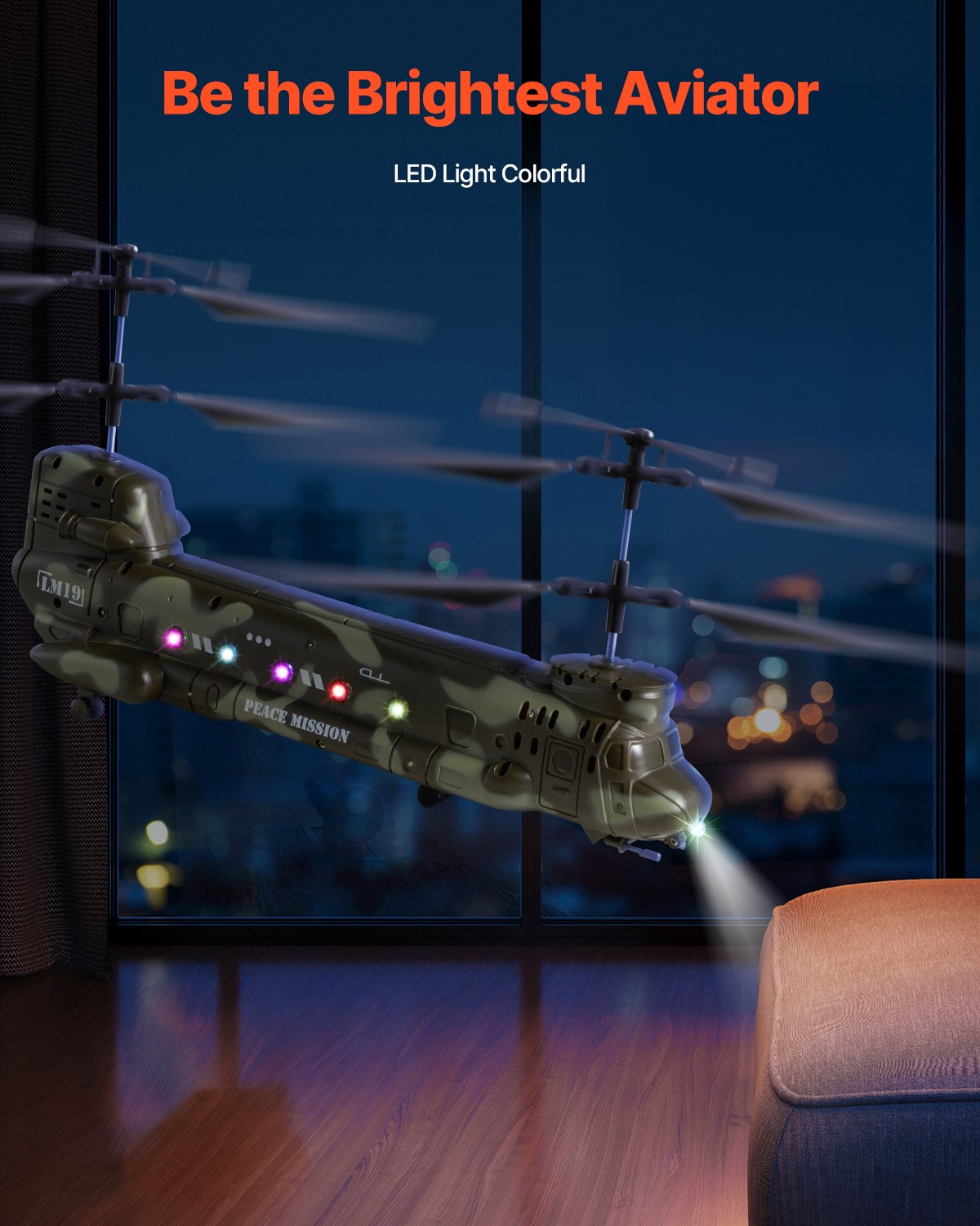 RC Helicopter 3.5 Channel Military Transport Mini Aircraft Toy For Kids Present