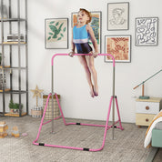 Folding Gymnastics Bar for Kids, Adjustable Height, Bubble Gum Pink