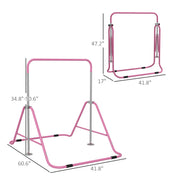 Folding Gymnastics Bar for Kids, Adjustable Height, Bubble Gum Pink