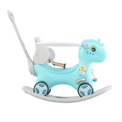 Rocking Horse For Toddlers, Balance Bike Ride On Toys With Push Handle, Backrest And Balance Board For Baby Girl And Boy, Unicorn Kids Riding Birthday Blue