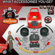 Mechanic Kids Truck Engine Toy Set, Car Service Play Set, Red