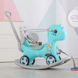 Rocking Horse For Toddlers, Balance Bike Ride On Toys With Push Handle, Backrest And Balance Board For Baby Girl And Boy, Unicorn Kids Riding Birthday Blue