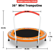 36inch Mini Trampoline For Kids Ages 1-6 Indoor Outdoor Trampoline With Handle  For Kids