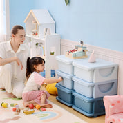 3 Tier Kids Storage Unit, Toy Organizers And Storage With 6 Drawer Chest For Kids Bedroom Nursery Kindergarten Living Room For Boys Girls Toddlers, Blue
