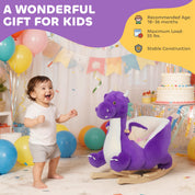 Baby Rocking Horse, Kids Ride On Toy with Realistic Dragon Roar and Safety Belt for Kids 18–36 Months, Purple
