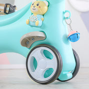 Rocking Horse For Toddlers, Balance Bike Ride On Toys With Push Handle, Backrest And Balance Board For Baby Girl And Boy, Unicorn Kids Riding Birthday Blue