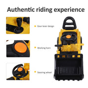 Kids Ride On Excavator Toy, Yellow Pull Cart Bulldozer With Bucket, Horn, Steering Wheel, For Toddler