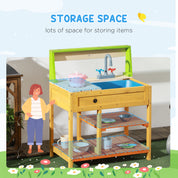 Mud Kitchen for Kids Outdoor Kitchen Playset w/ Realistic Kitchen Toys, Faucet Sink Storage Shelves for Ages 3-8 Years