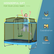 3-in-1 Trampoline for Kids, 6.9' Kids Trampoline with Net, Light Blue