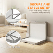 Pee Pad Holder Foldable Dog Litter Box with 3 Disposable Pads, 33.9" x 24.4", Gray