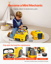 Engine Toy Kids Mechanic Car Repair Set With Removable Parts Yellow